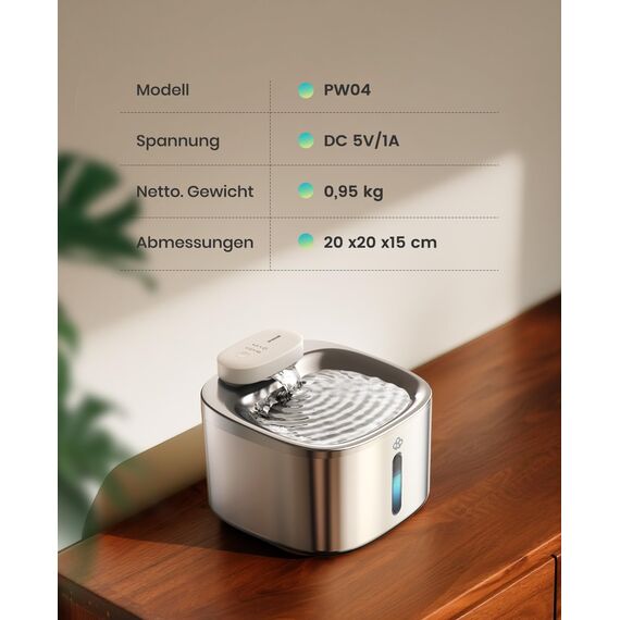 oneisall Katzenbrunnen Kabellos, 3.5L Trinkbrunnen für Katze Edelstahl, 5000mAh Akku, Katzen Trinkbrunnen mit Bewegungsmelder, Leise Wasserpumpe, 3 Filter