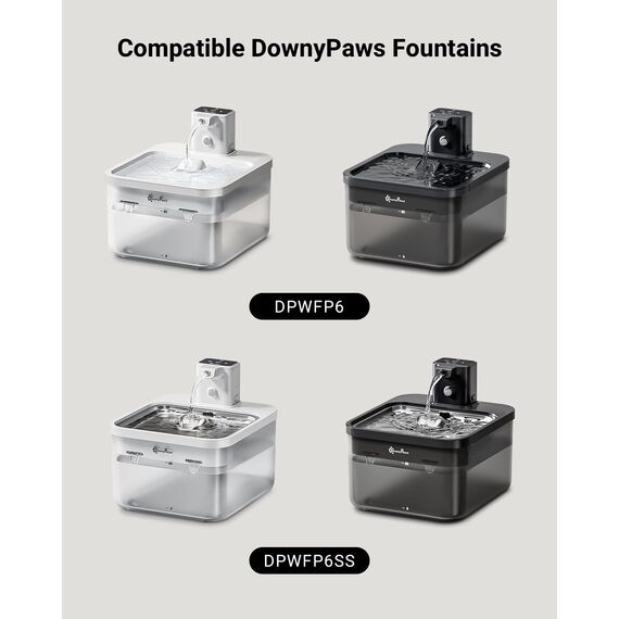 DownyPaws Katzenbrunnen Filter 6er Pack für Fursink Trinkbrunnen für Katze WFP6, 2-Monats-Set Ersatzfilter für Katzentrinkbrunnen