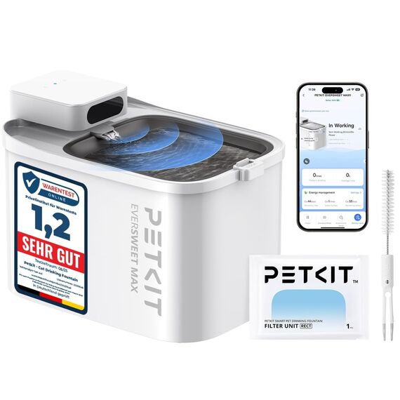 PETKIT Katzen Trinkbrunnen Kabellos, Hundewasserspender, 3L Katzen Hunde Wasserbrunnen, Intelligentes App-Steuerung,26dB Extrem Leiser,83 Tage Akkulaufzeit