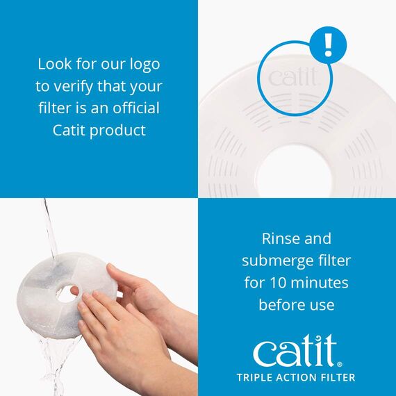 Catit Triple Action Filter, 3fach wirksamer Ersatzfilter, Trinkbrunnenfilter, 12er Pack