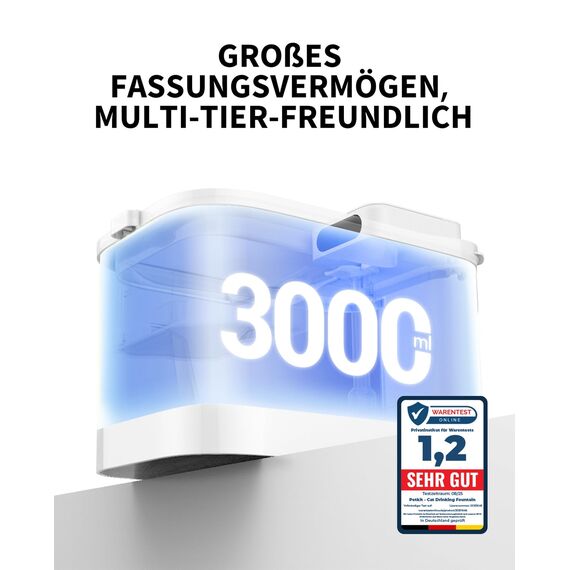 PETKIT Katzen Trinkbrunnen Kabellos, Hundewasserspender, 3L Katzen Hunde Wasserbrunnen, Intelligentes App-Steuerung,26dB Extrem Leiser,83 Tage Akkulaufzeit