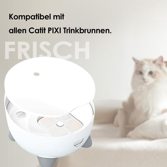 12 Stück Katzenbrunnen Filter - kompatibel mit Catit Pixi Trinkbrunnen Filter mit 3 Pumpenschläuchen und 1 Reinigungsbürste
