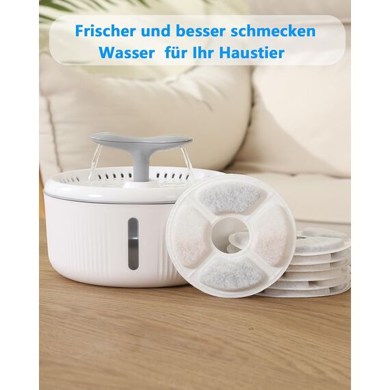 PewinGo Katzenbrunnen Filter Rund, Filter für Katzenbrunnen Ersatzfilter für 2,0-2,5L Trinkbrunnen 6 Stück Filters mit Harz und Aktivkohle für Katzen und Hunde