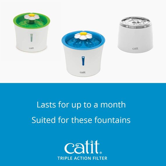 Catit Triple Action Filter, 3fach wirksamer Ersatzfilter, Trinkbrunnenfilter, 12er Pack