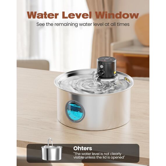 Katzenbrunnen mit Bewegungsmelder Katzen Trinkbrunnen Edelstahl: Katzentrinkbrunnen Sensor - 3.2L Trinkbrunnen für Hunde ohne Kabel - Wasserbrunnen für Haustier - Wasserspender mit 9 Filter