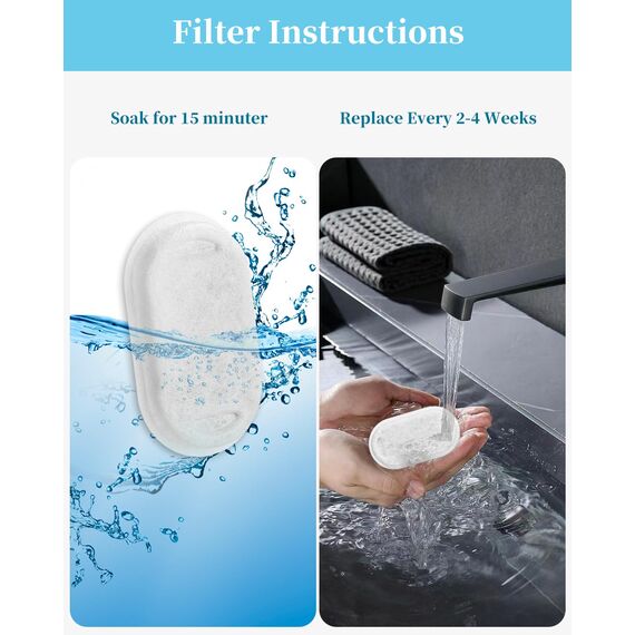Zawaer Katzenbrunnen Filter - 24s Tück Ersatzfilter, 12 Stück Kohlefilter Und Schaumfilter Für Edelstahl Trinkbrunnen Für Katzen Und Hunde