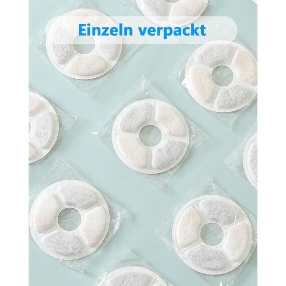 PewinGo Katzenbrunnen Filter Rund, Filter für Katzenbrunnen Ersatzfilter für 2,0-2,5L Trinkbrunnen 6 Stück Filters mit Harz und Aktivkohle für Katzen und Hunde