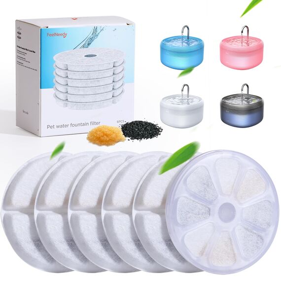 FEELNEEDY ersatzfilter 6pcs für Katzen Hunde 3,2L/3,5L Trinkbrunnen & Wasserspender(FN-W06/W08L)