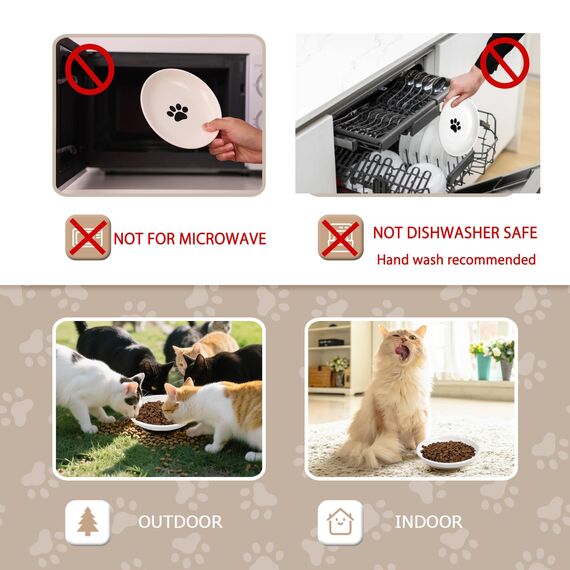Katzennapf Flach Keramik Futterschale – Futternapf Katze, Whiskerfreundlicher Katzenfutternapf für Nass- & Trockenfutter, rutschfeste Katzenschüssel, Katzenfressnapf mit 4 Katzenspielzeugen