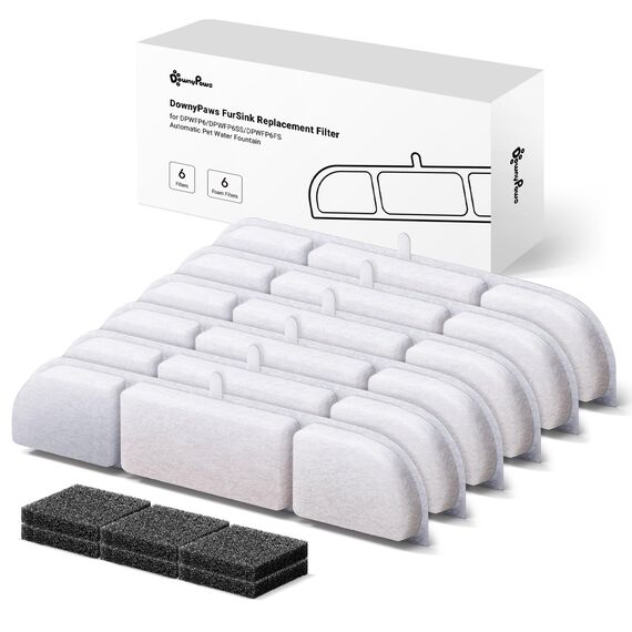 DownyPaws Katzenbrunnen Filter 6er Pack für Fursink Trinkbrunnen für Katze WFP6, 2-Monats-Set Ersatzfilter für Katzentrinkbrunnen