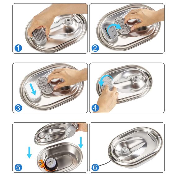 WEIKEY Katzenbrunnen Filter, 16 Stück Ersatzfilter Für Trinkbrunnen, 8 Stück Kohlefilter Und 8 Stück Schaumfilter, Wasserfilter Passend für 2L/3.2L/4L Edelstahl Trinkbrunnen Für Katzen Und Hunde