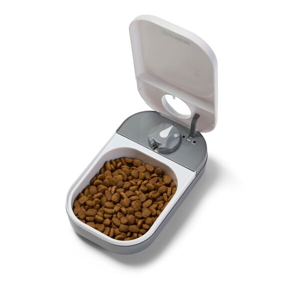 Cat Mate C100 Automatischer Einzelfutterautomat mit Timer-Steuerung – Geeignet für Katzen und Kleine Hunde, Für Nass- oder Trockenfutter, Fassungsvermögen Bis zu 400 g, Weiß