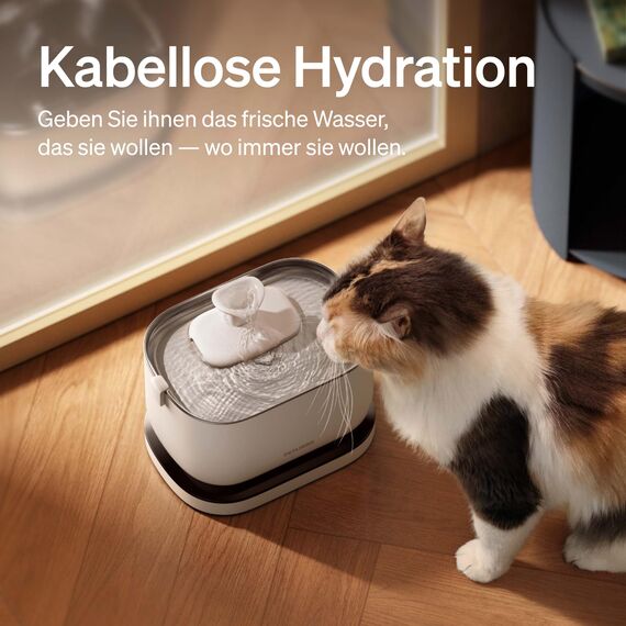 PETLIBRO Katzenbrunnen Kabellos mit Bewegungsmelder Dockstream Trinkbrunnen für Katze Kabellos, Batteriebetrieben Katzen Trinkbrunnen mit Akku 5000mAh, 23dB Ultraleise, Einfache Reinigung, BPA-frei