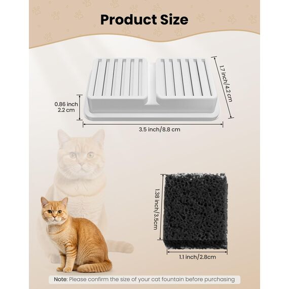 12 Filter Set für Katzenbrunnen: Enthält 6 Aktivkohlefilter + 6 Schaumstofffilter.Wasserfilter für 2.2L Katze-Wasser-Brunnen Sorgt für Sauberes, Frisches Wasser für Ihre Katze