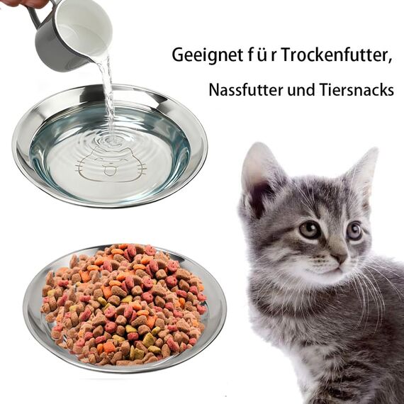 6 Stück Katzennapf Edelstahl 304 Material Futternapf Katze Katzen Napf Fressnapf Katze Wassernapf Katzenschüssel Katzen Katzennäpfe Katzenteller Futterschale für Kat-Zen Kleine Hunde (Typ A - 6 Stück)