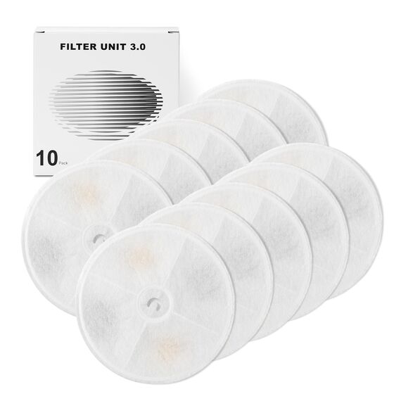 10 Stück Katzenbrunnen Filter, Filter unit 3.0 Harz und Aktivkohle Katzen Hunde Trinkbrunnen kompatibel mit 1,85L und 2L/1.8L Automatische intelligenter Katzenbrunnen