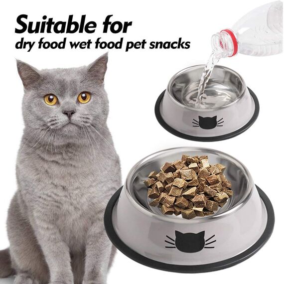 Katzennäpfe,2 Stück Futternapf Katze, Futternapf Katze Set,fressnäpfe Katzen doppel,Futterschüssel Katze,Wasser Fütterung Schüssel,Fressnäpfe für Katzen Edelstahl