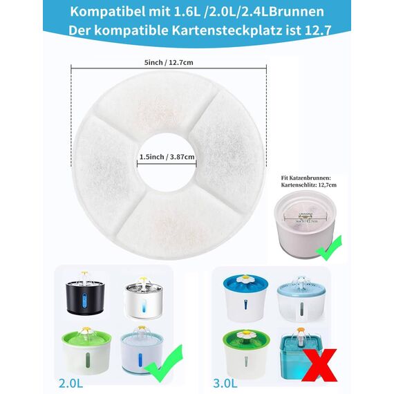 Katzenbrunnen Filter für Trinkbrunnen für Katze,Filter für Katzen Hunde Wasserbrunnen für Katzen Mehrere Haustiere Zubehör 8Stück -BONBELONG