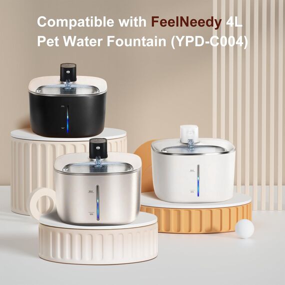 Kigniote 12 Packung Filter Katzenbrunnen für FEELNEEDY 4L Trinkbrunnen für Katzen (YPD-C004), 12 Filter Trinkbrunnen Katzen & 12 Vorgefilterte Schwämme & 12 Schwämme für Wasserpumpe
