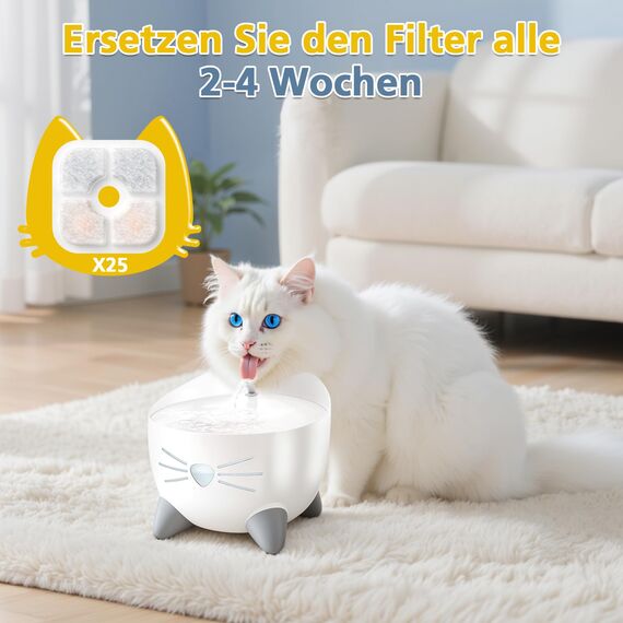 25 Stück katzenbrunnen filter Ersatz für catit pixi trinkbrunnen filter,filter für katzenbrunnen Mit dreifachem Filtersystem, einschließlich Harz und Aktivkohle,Kompatibel mit catit trinkbrunnen,
