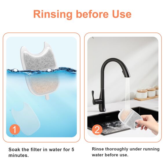 Katzenbrunnen Filter,12 Stück Kohlefilter und 24 Stück Schwämme Ersatzfilter, mit Ionenaustauscherharz und Aktivkohle für 4L Katzenbrunnen mit Bewegungsmelder (YPD-C004)