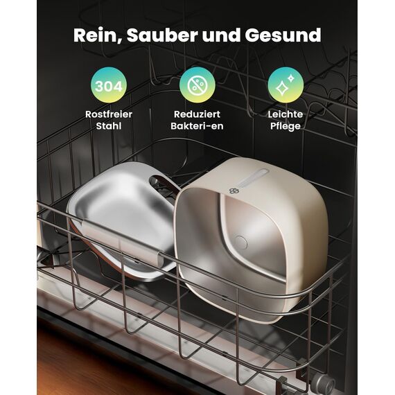 oneisall Katzenbrunnen Kabellos, 3.5L Trinkbrunnen für Katze Edelstahl, 5000mAh Akku, Katzen Trinkbrunnen mit Bewegungsmelder, Leise Wasserpumpe, 3 Filter Weiß