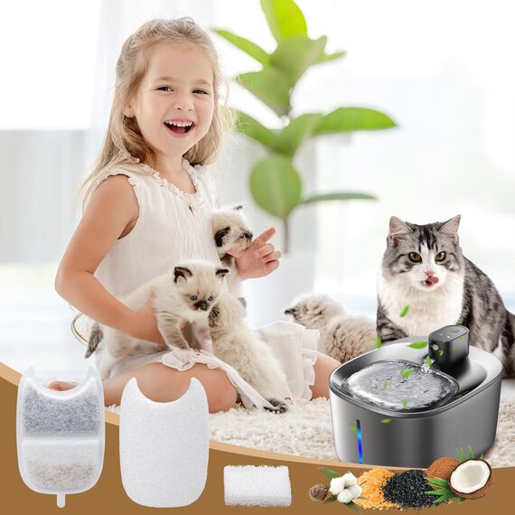 Kigniote 12 Packung Filter Katzenbrunnen für FEELNEEDY 4L Trinkbrunnen für Katzen (YPD-C004), 12 Filter Trinkbrunnen Katzen & 12 Vorgefilterte Schwämme & 12 Schwämme für Wasserpumpe