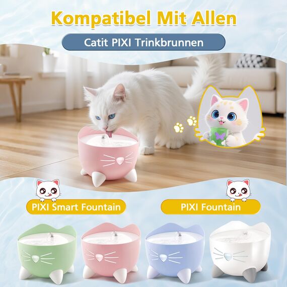 25 Stück katzenbrunnen filter Ersatz für catit pixi trinkbrunnen filter,filter für katzenbrunnen Mit dreifachem Filtersystem, einschließlich Harz und Aktivkohle,Kompatibel mit catit trinkbrunnen,