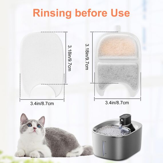 Katzenbrunnen Filter,12 Stück Kohlefilter und 24 Stück Schwämme Ersatzfilter, mit Ionenaustauscherharz und Aktivkohle für 4L Katzenbrunnen mit Bewegungsmelder (YPD-C004)