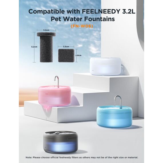 3er-Pack Schwämme als Schalldämpfer+ 3er-Wasserpumpe Schwamm für FEELNEEDY Katzenbrunnen 3,2L, Katzen Trinkbrunnen Ersatzteile