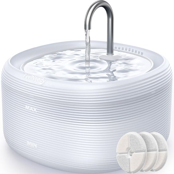 FEELNEEDY Katzenbrunnen für Katzen 3,2L Trinkbrunnen für Katze Super Leiser Zwei Wasserflussmuster, Wasserautomat für Katzen BPA-freier Wasserbrunnen Weiß Katzentrinkbrunnen