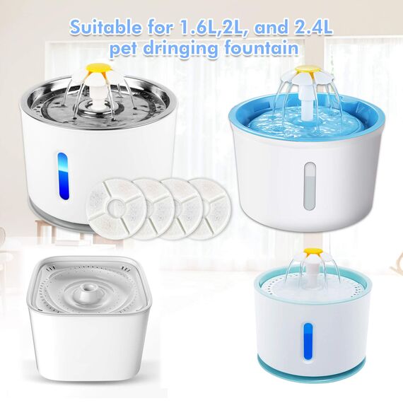 Wilktop Ersetzt Aktivkohle Filter Für Katze Wasser Trinken Brunnen Ersatz Filter Blume Für Pet Hund Runde Brunnen Spender，für Katzen und Hunde Wasserspender(8 Pack