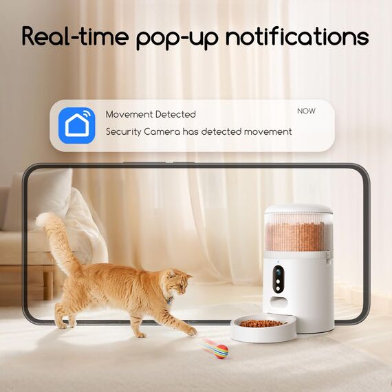 Faroro Futterautomat Katze WiFi, 3MP HD Video Katzenfutter Automat mit Nachtsicht, 4L Futterspender für Katzen/Hunde mit Zwei-Wege-Audio, APP-Steuerung, Bewegungserkennung & Doppelte Kraft