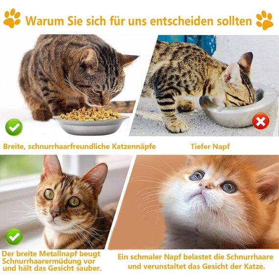 6 Stück Katzennapf Edelstahl 304 Material Futternapf Katze Katzen Napf Fressnapf Katze Wassernapf Katzenschüssel Katzen Katzennäpfe Katzenteller Futterschale für Kat-Zen Kleine Hunde (Typ A - 6 Stück)