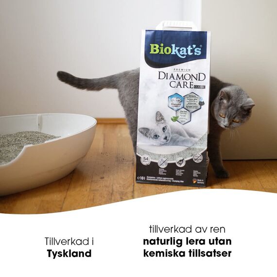 Biokat's Diamond Care Classic Katzenstreu ohne Duft - Feine Klumpstreu aus Bentonit mit Aktivkohle und Aloe Vera - 1 Sack (1 x 10 L) (Packung mit 2)