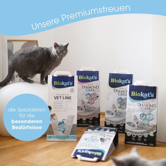 Biokat's Diamond Care Classic Katzenstreu ohne Duft - Feine Klumpstreu aus Bentonit mit Aktivkohle und Aloe Vera - 1 Sack (1 x 10 L)