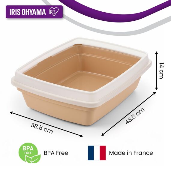 Iris Ohyama Katzenklo, klein, bis 7 kg, Grau, offen, ohne Deckel, Katzentoilette, Abnehmbarer Rand, Für große Katzen, Kätzchen, BPA-frei, Cat Litter Box, CLH-12S