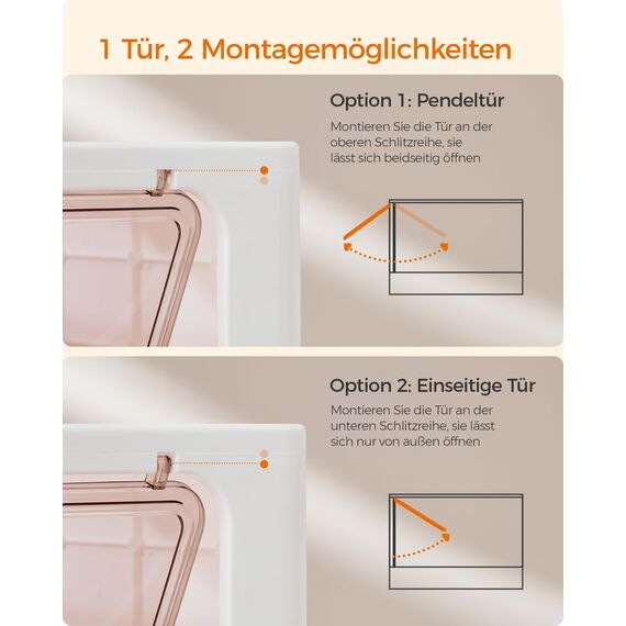 Feandrea Katzenklo, Katzentoilette, mit Deckel, ausziehbares Tablett, Schaufel, Bürste, für Katzen bis 15 kg, weniger Spuren, auslaufsicherer Boden, weiß-pastellrosa PPT001P01