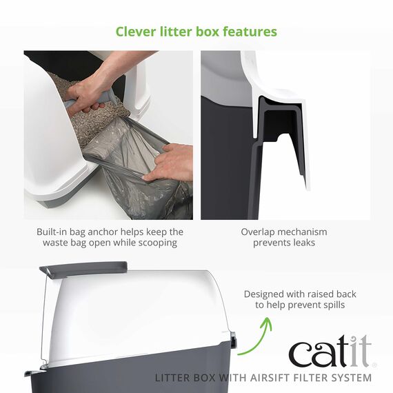 Catit 50702 Katzentoilette mit Abdeckung, 46 x 41,5 x 54,5cm, Weiss/Grau (Produkt kann variieren)
