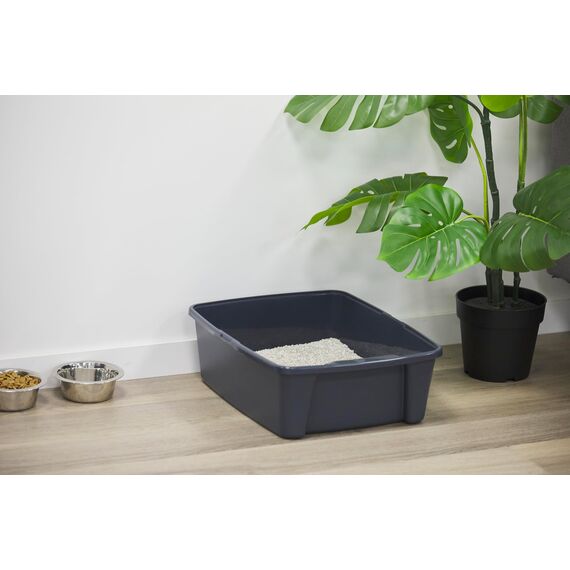Iris Ohyama, Katzentoilette, leicht zu reinigen, BPA-freies Kunststoff (PP), B38 x T48,5 x H15 cm, Cat Litter Tray, CLH-12 Body, Grau