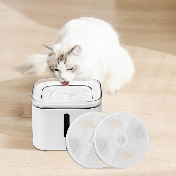 VinDox 5 Stück Katzenbrunnen Filter + 5 Stück Schwamm, Ersatzfilter kompatibel mit 1,85L Katzen Trinkbrunnen 2.0 & 3.0 Harz und Aktivkohle Vierfachem Filtersystem Katzen Hunde Trinkbrunnen