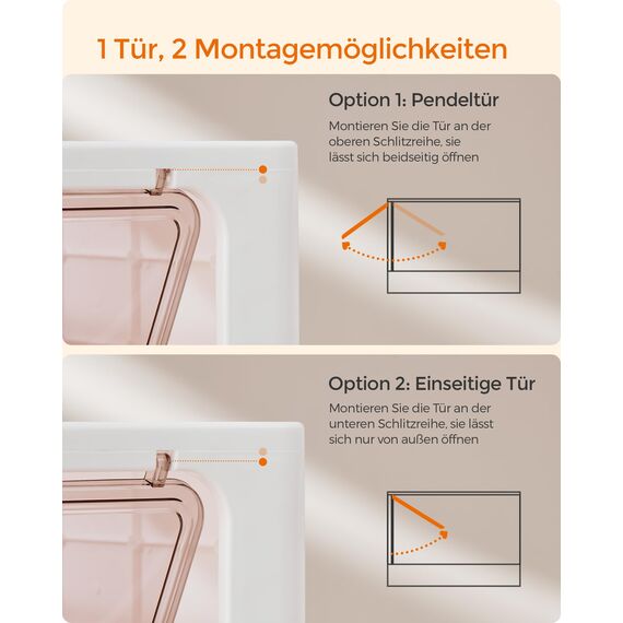 Feandrea Katzenklo 2er Set, Katzentoilette, mit Deckel, ausziehbares Tablett, Schaufel, Bürste, für Katzen bis 15 kg, weniger Spuren, auslaufsicherer Boden, weiß-pastellrosa PPT001P10