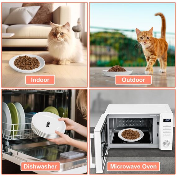 6 Stück Futternapf Katze,Katzennapf Keramik,15 cm Durchmesser, Napf Katze,Katzen Fressnapf,Katzennapf für Haustierkatzen und Welpen(6 Pack-Ohne Silikonbasis)