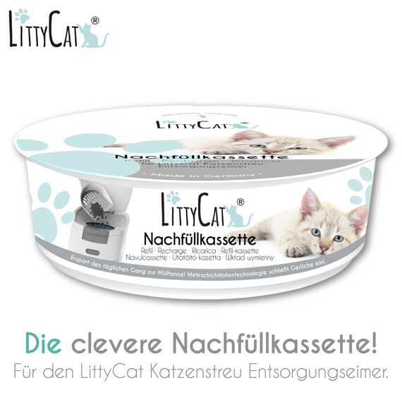 LittyCat® Nachfüllkassetten für LittyCat Katzenstreu Eimer (3er Pack) • Bis zu 2 Monate pro Kassette • Saubere & geruchlose Katzenstreu Entsorgung • Schlauchsystem Katzenkot entsorgen