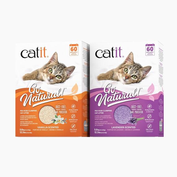Catit Go Natural!, klumpende Katzenstreu, aus Erbsenhülsen, mit Lavendelduft, 2 x 2.8 kg (5.6Kg)