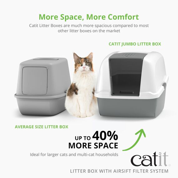 Catit 50702 Katzentoilette mit Abdeckung, 46 x 41,5 x 54,5cm, Weiss/Grau (Produkt kann variieren)