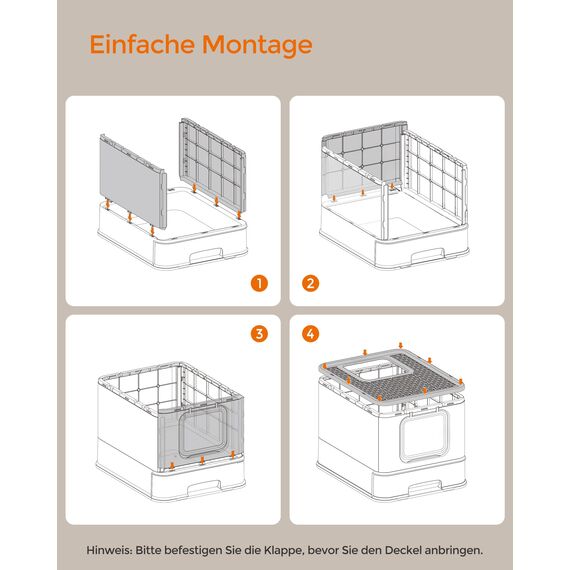 Feandrea Katzenklo 2er Set, Katzentoilette, mit Deckel, ausziehbares Tablett, Schaufel, Bürste, für Katzen bis 15 kg, weniger Spuren, auslaufsicherer Boden, weiß-pastellrosa PPT001P10