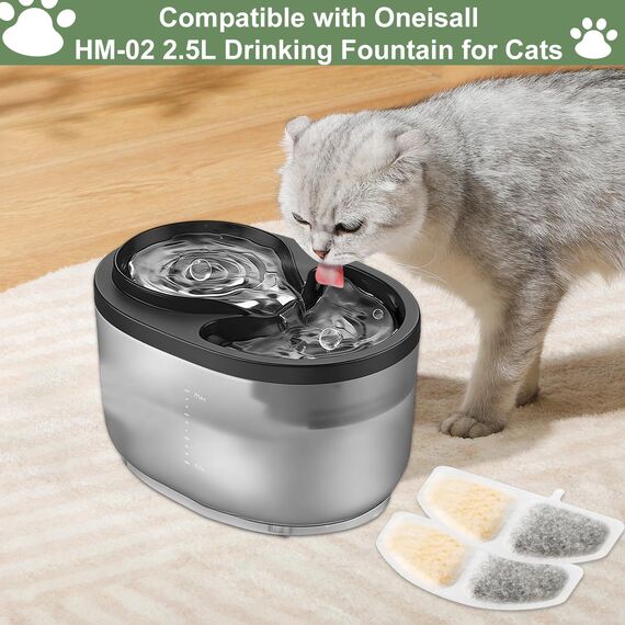 16 Stück Katzenbrunnen Filter für 2.5L Trinkbrunnen für Katze 8 Filter + 8 Schaumstofffilter für Oneisall katzenbrunnen Set Ersatzfilter für Katzentrinkbrunnen