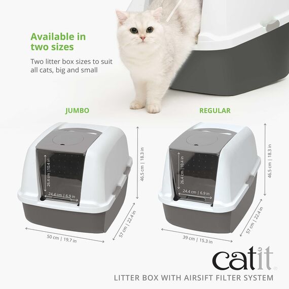 Catit 50702 Katzentoilette mit Abdeckung, 46 x 41,5 x 54,5cm, Weiss/Grau (Produkt kann variieren)