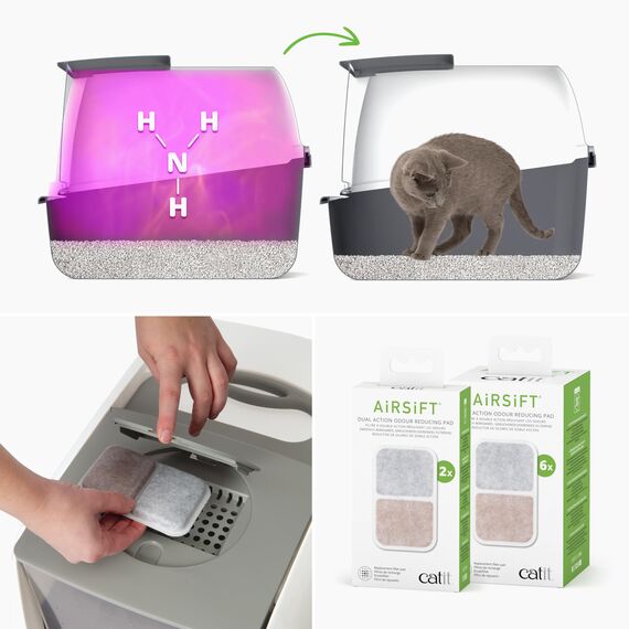 Catit 50702 Katzentoilette mit Abdeckung, 46 x 41,5 x 54,5cm, Weiss/Grau (Produkt kann variieren)